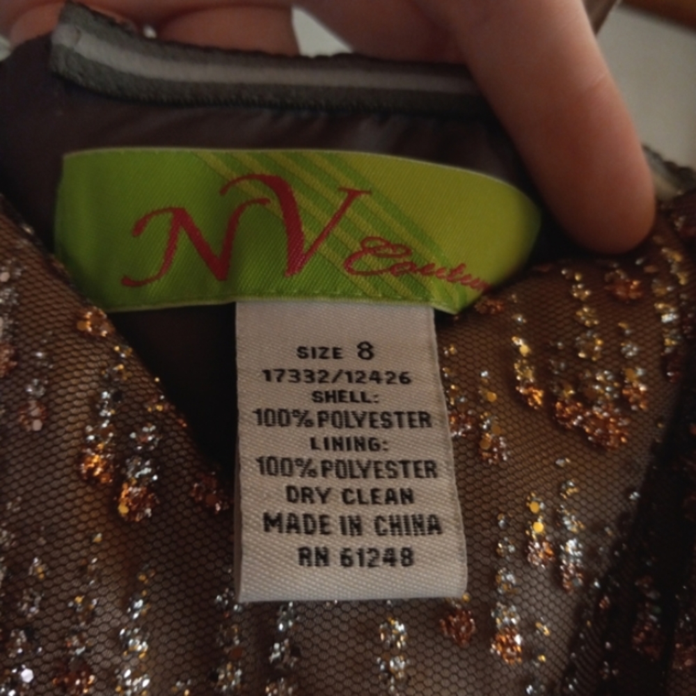 🧁B2G1🧁 NV Couture Glittery Grey and Peach Strapless Special Occasion Dress - Picture 7 of 9